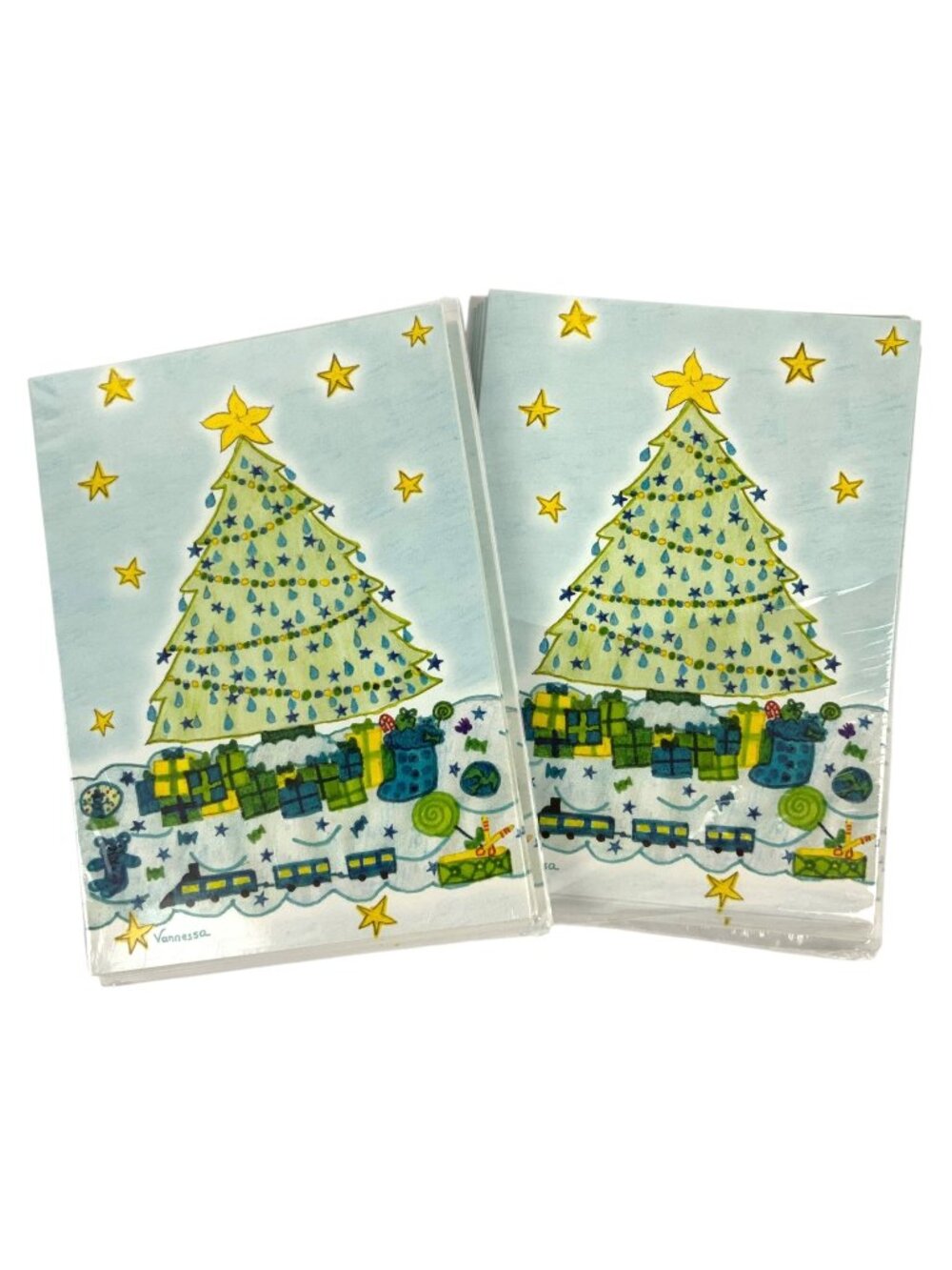 MD Anderson Childrens Art Project Christmas Cards Tree and Gifts 17 Count